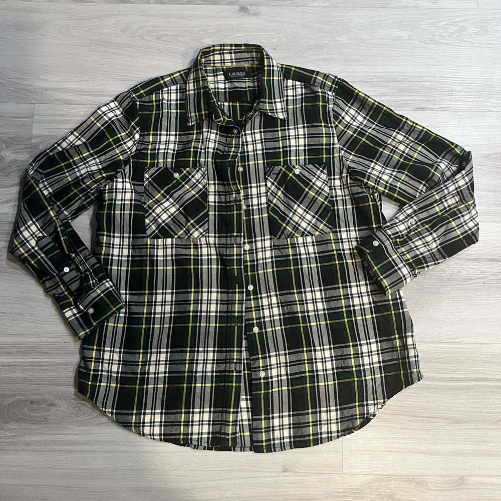 Ralph Lauren men’s  Black and Yellow Plaid Shirt‎